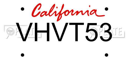 VHVT53 California License Plate