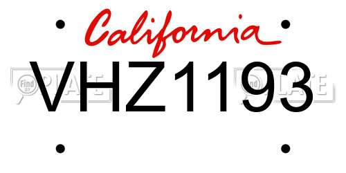 VHZ1193 California License Plate