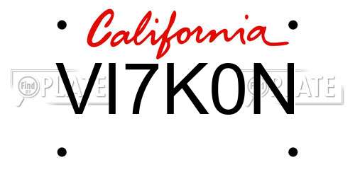 VI7K0N California License Plate