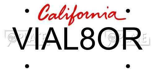 VIAL8OR California License Plate