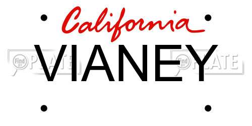 VIANEY California License Plate