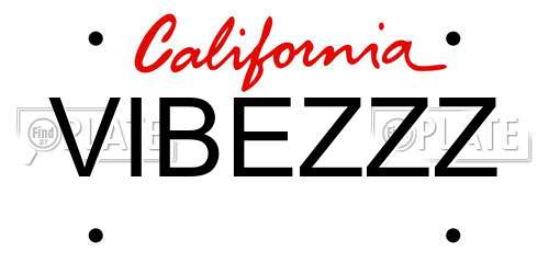 VIBEZZZ California License Plate