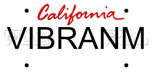 VIBRANM California License Plate