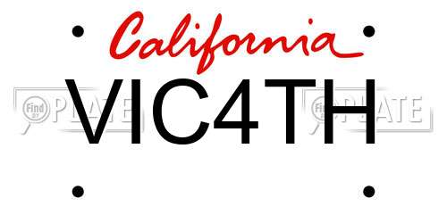 VIC4TH California License Plate