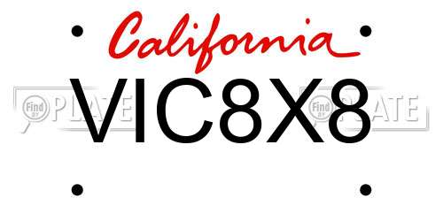 VIC8X8 California License Plate