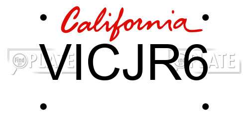 VICJR6 California License Plate