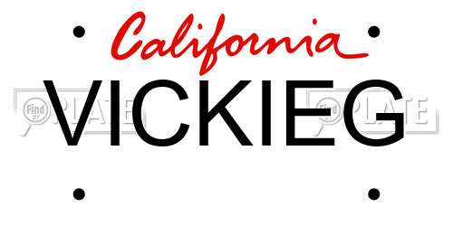 VICKIEG California License Plate