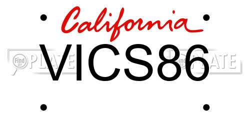 VICS86 California License Plate