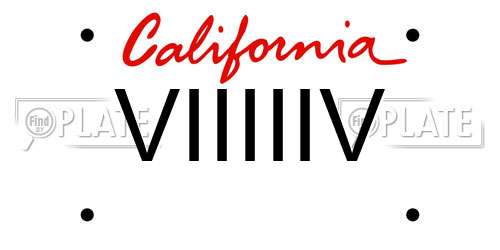 VIIIIIV California License Plate