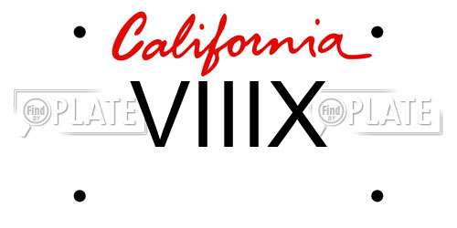 VIIIX California License Plate