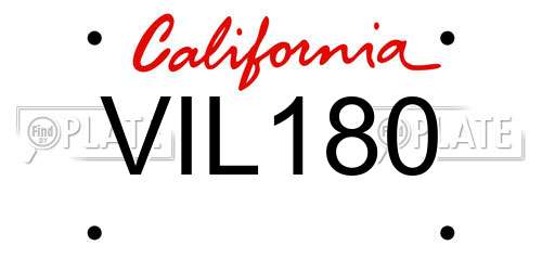 VIL180 California License Plate