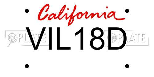 VIL18D California License Plate