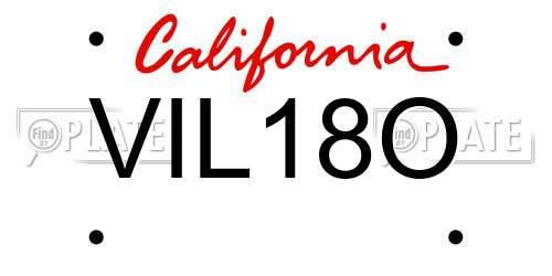 VIL18O California License Plate