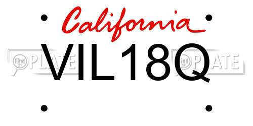 VIL18Q California License Plate