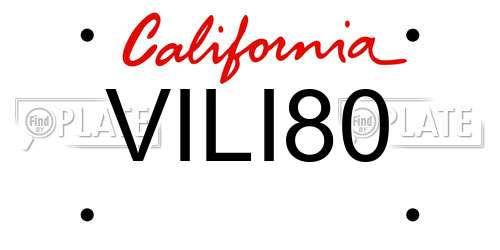 VILI80 California License Plate
