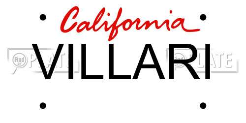 VILLARI California License Plate