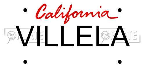 VILLELA California License Plate