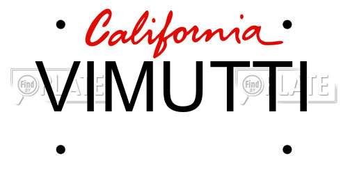 VIMUTTI California License Plate