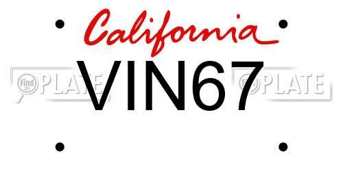 VIN67 California License Plate