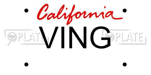 VING California License Plate
