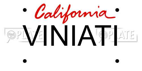 VINIATI California License Plate