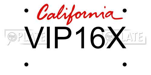 VIP16X California License Plate