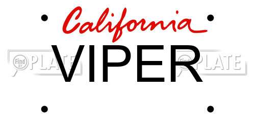 VIPER California License Plate