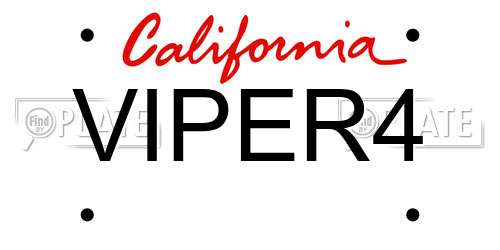 VIPER4 California License Plate