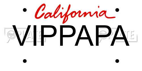 VIPPAPA California License Plate