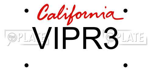 VIPR3 California License Plate