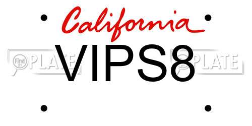 VIPS8 California License Plate