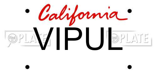 VIPUL California License Plate