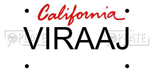 VIRAAJ California License Plate