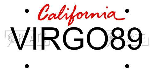 VIRGO89 California License Plate