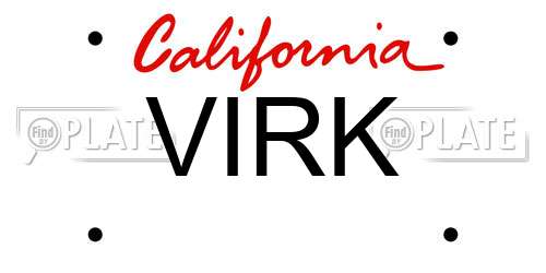 VIRK California License Plate
