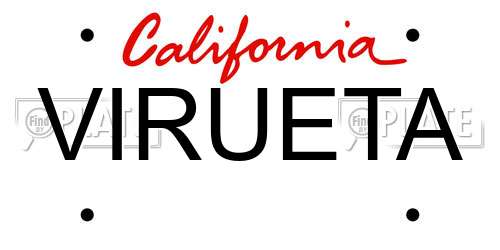 VIRUETA California License Plate