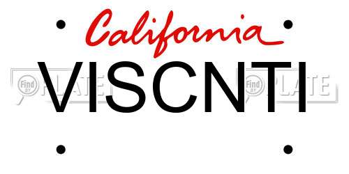 VISCNTI California License Plate