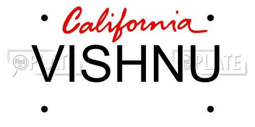 VISHNU California License Plate