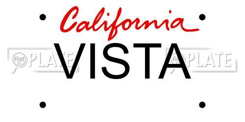 VISTA California License Plate