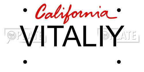 VITALIY California License Plate