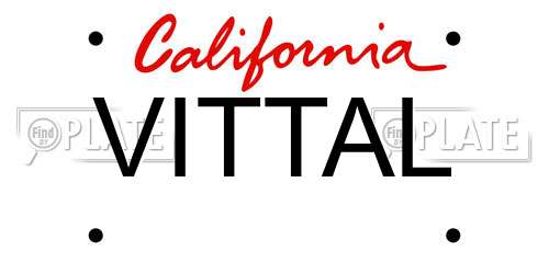 VITTAL California License Plate