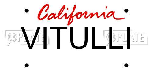 VITULLI California License Plate