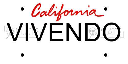 VIVENDO California License Plate