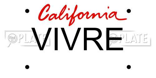 VIVRE California License Plate