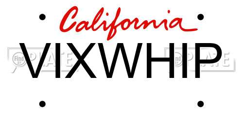 VIXWHIP California License Plate