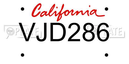 VJD286 California License Plate