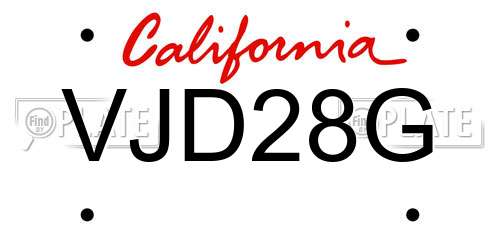 VJD28G California License Plate