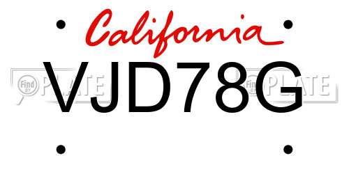 VJD78G California License Plate