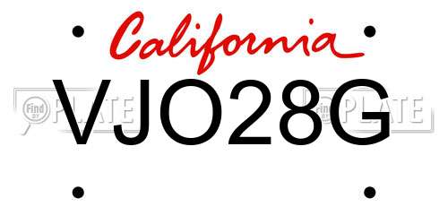 VJO28G California License Plate