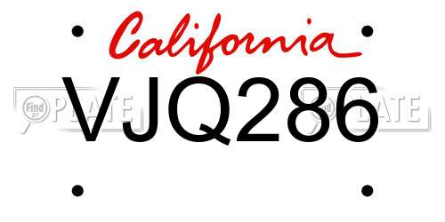 VJQ286 California License Plate
